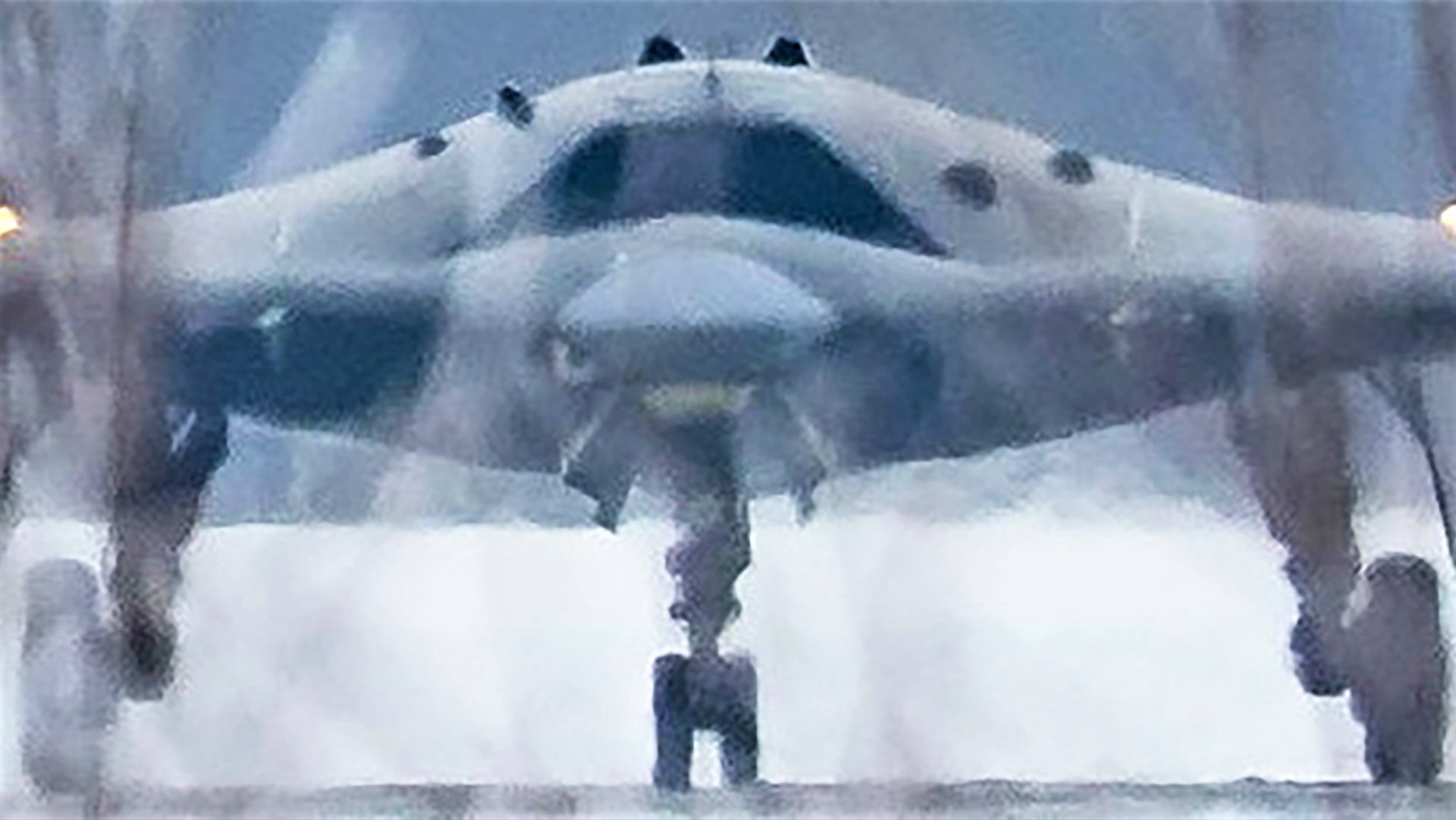 One of the "stolen" photo of the S-70 Okhotnik, the new Russian UAV of the sixth generation