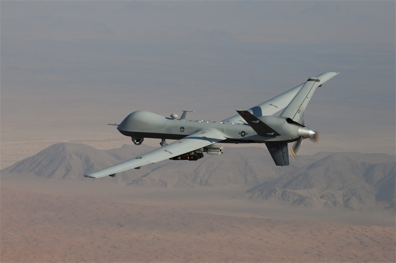 Uav MQ-9 Reaper of USAF during a flight
