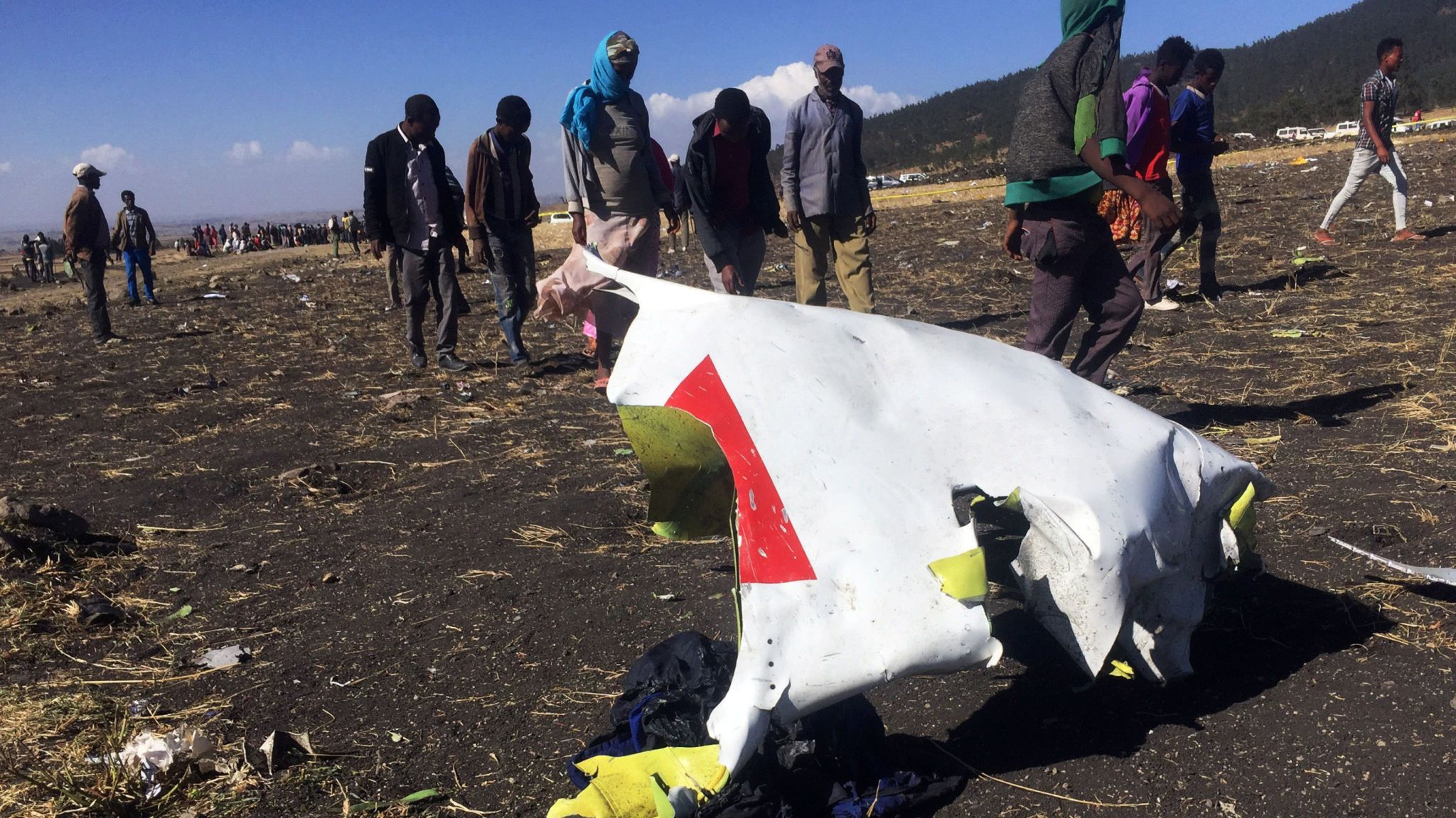Wreckage of Boeing B-737 MAX 8 aircraft that crased in Ethiopia on March 10, 2019,