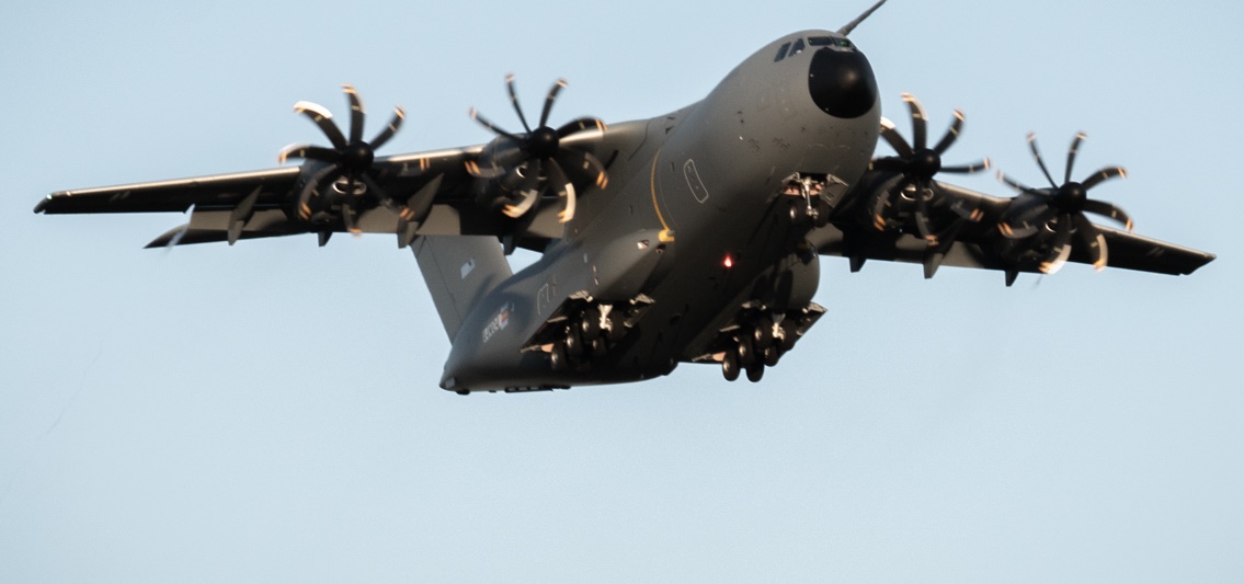 The Luxembourg Armed Forces aircraft landing at Seville airport, Spain on April 13, 2020