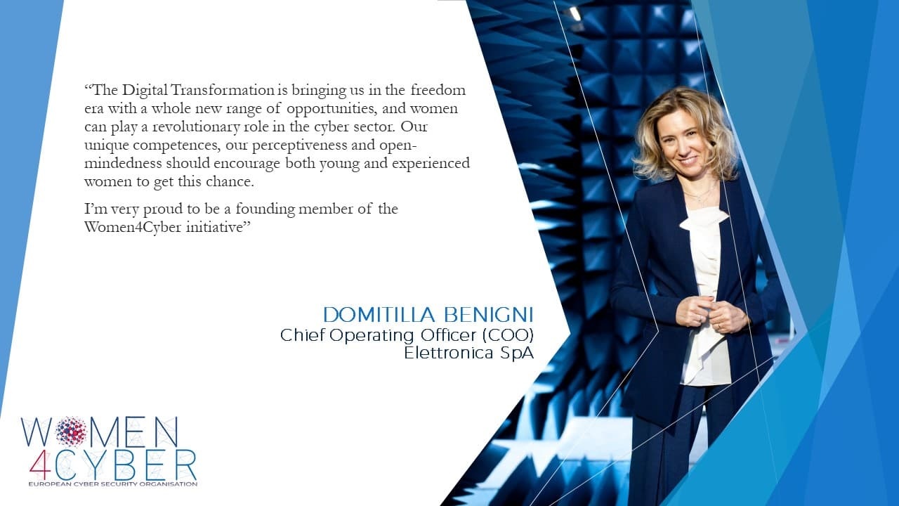 Domitilla Benigni, coo of Elettronica Group, is founding member of Women4Cyber initiative