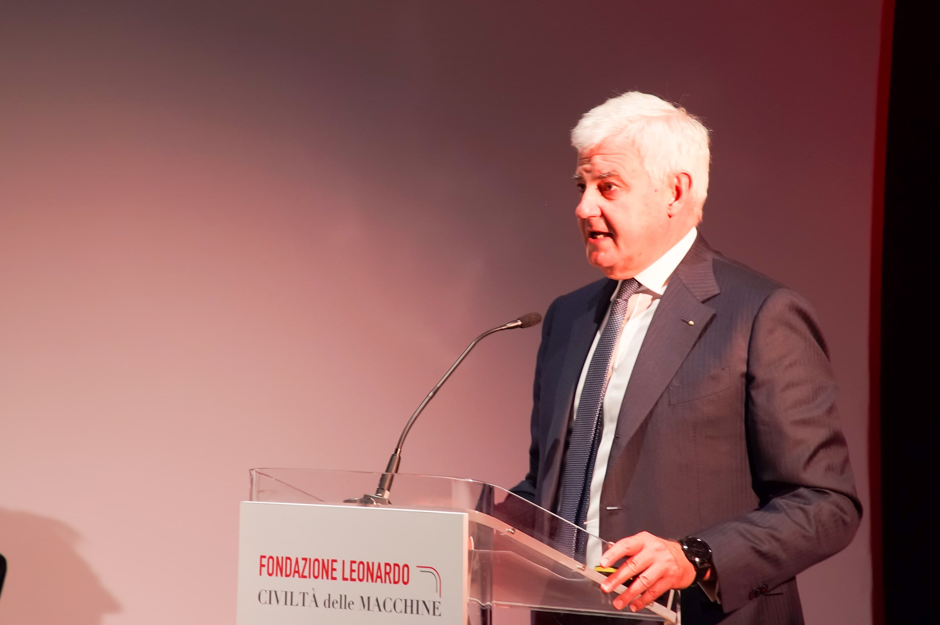 Alessandro Profumo in occasione dell'evento di presentazione fondazione Leonardo "Civiltà delle macchine" presso il Museo Maxxi di Roma avvenuta il 4 febbraio 2019