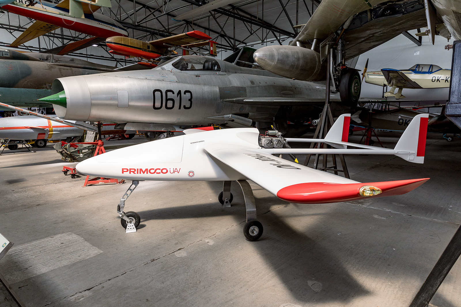 Primoco Uav ha donato due aerei senza pilota One 150 al museo dell'aviazione a Kbely, Repubblica ceca