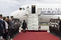 Berlino, 26/09/2024 (II mandato) Il presidente della Repubblica, Sergio Mattarella, arriva all’aeroporto militare di Berlino-Brandeburgo, in occasione della visita di Stato nella Repubblica federale di Germania.