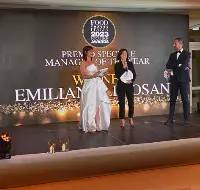 Emiliana Limosani, CCO ITA Airways and ceo Volare, receives the award as "Best manager of the Year" on October 3, 2023 during a gala event in Paestum