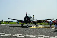 An aircraft on display at the Oshkosh 2024 show