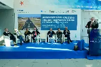 14 febbraio 2024. Aeroporto di Brindisi: relatori all'evento riguardante gli interventi di riqualifica infrastruttura di volo RWY 13/31 e relativi impianti