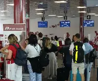 Forlì 13 giugno 2024. Fasi check-in ed imbarco del volo network GoToFly su Lampedusa decollato dal "Luigi Ridolfi" alle ore 13