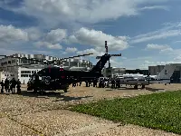 25 settembre 2024, Pratica di Mare. Elicottero ed aereo P-180 dei Carabinieri nel corso della cerimonia per il 60esimo anniversario della fondazione del Servizio aereo dell'Arma