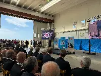 25 settembre 2024, Pratica di Mare. Il comandante generale CC, generale Corpo Armata Teo Luzi, durante il suo intervento nel corso della cerimonia di celebrazione del 60esimo anniversario fondazione del Servizio aereo dell’Arma