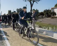 "Pedalaria", 15 gennaio 2025. In bicicletta: Marco Troncone amministratore delegato AdR; Roberto Gualtieri commissario straordinario Giubileo; Pierluigi Di Palma presidente Enac; Mario Baccini sindaco Fiumicino